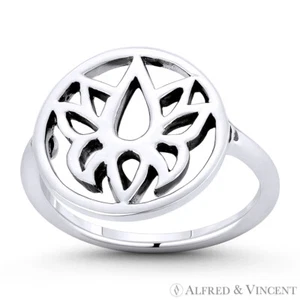 Anillo Distintivo Boho Flor de Loto Budismo Dije en Plata Esterlina .925 - Imagen 1 de 1