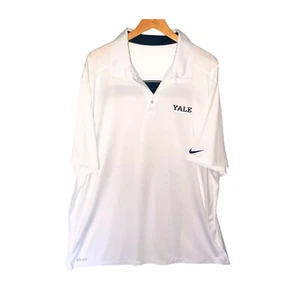 Nike Mens XL Polo Shirt White Yale University Logo Short Sleeve Embroidered Golf - Picture 1 of 11