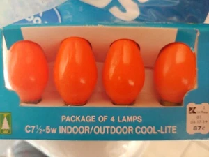 Vintage Christmas C- 7 1/2 New Old Stock Orange 5w Bulbs - Picture 1 of 1