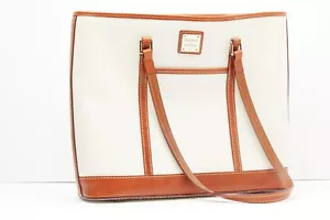 DOONEY & BOURKE Ivory and Tan Pebbled Leather Lexington Tote Shoulder Bag!! - Picture 1 of 10