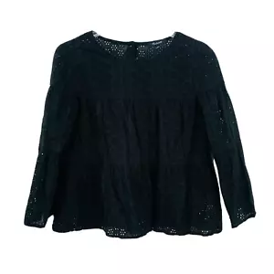 Camicetta nera Madewell taglia XS a strati con occhielli e bottoni sul retro in cotone - Foto 1 di 9