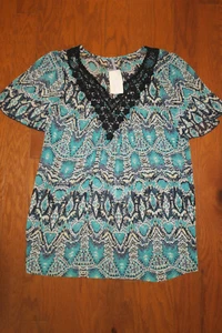 S/M ❤️ SHILOH 770 ❤️ TOP SHIRT ❤️ Blouse Office Work SHEER CROCHET ❤️NOT LINED - Picture 1 of 4