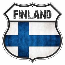 Finland Country Flag Novelty Highway Shield Aluminum Metal Sign