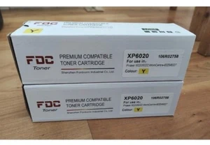 2 Yellow Toner Cartridge Xerox Phaser 6020 6022 Workcentre 6025 6027 106R02758 - Picture 1 of 8