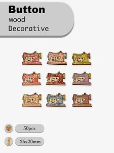 30pcs Cartoon "sewing machine" Wooden Buttons for scrapbook handmade crafts 24mm - Picture 1 of 3
