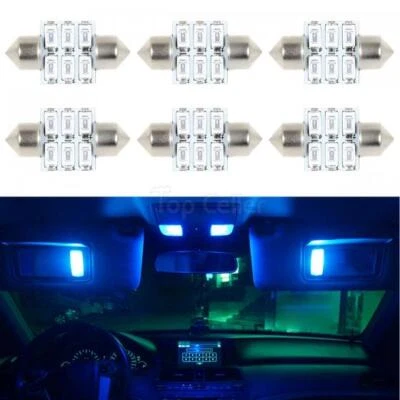 6) Синие светодиодные лампы Festoon 31 мм DE3175 6-5730-SMD для освещения салона автомобиля - Изображение 1 из 4