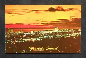 1960er Honolulu Sonnenuntergang Honolulu HI Postkarte Hawaii - Bild 1 von 1