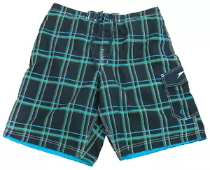 Costume da bagno uomo SPEEDO (taglia large) blu navy pantaloncino a quadri 4 tasche - Foto 1 di 4