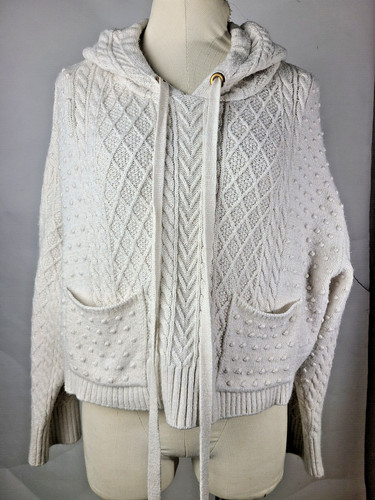 OFF WHITE Maglione con cappuccio ZARA tasche tagliate taglia media