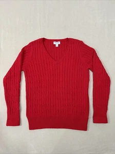 Maglione pullover St. John's Bay donna scollo a V cavo manica lunga rosso Petite M - Foto 1 di 8