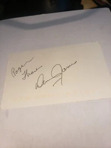 VINTAGE 3x5 INDEX CARD INSCRIBED & SIGNED BY VETERAN GAME SHOW HOST DENNIS JAMES - Picture 1 of 5