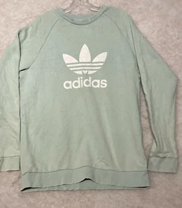 Vintage 90s Adidas Sweatshirt Mens Large Green Trefoil Crew Neck Pullover - Picture 1 of 8