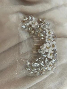 Haar Frau Hochzeit Party goldfarben weiß Haarschmuck - Bild 1 von 3