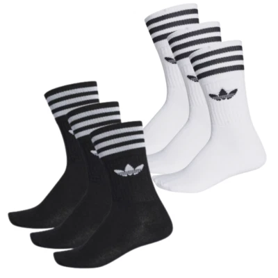Adidas Unisex Originals Mens Women 3 Pairs Crew Socks Sports Gym Trainers - Image 1 of 4