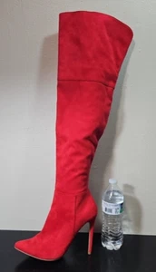 Charlotte Russe Thigh High Boots Stiletto Heels Faux Suede Vegan Size W/9 *READ* - Picture 1 of 23