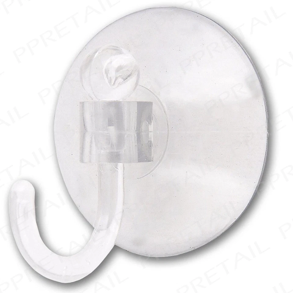 4x Extra Large Window Suction Cup Hooks 40mm Heavy Sucker Hanger Clear Plastic