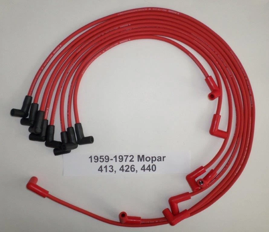 Cables de bujía Big Block MOPAR 383-400-413-426-440 1959-72 ROJO HEI 8 mm de alto rendimiento Foto 1 de 1