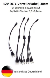 12V DC Y Verteilerkabel, Y Kabel, Mehrfachkabel, 30cm, 5,5x2,1mm - Top! - Imagen 1 de 4