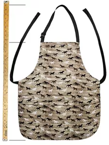 US HANDMADE 2 IN 1 SCHÜRZE MIT "WILD HORSE WOOD" MUSTER BAUMWOLLSTOFF - Bild 1 von 4