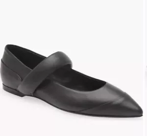 NEW AGL Rocio Mary Jane Black Pointed Toe Strap Leather Italy Sz 34.5 US Sz 4.5 - Picture 1 of 6