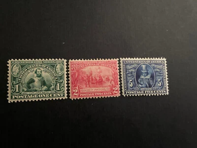 Us Stamp Scott # 328-330 Jamestown Expo Mint Hinged - Image 1 of 2