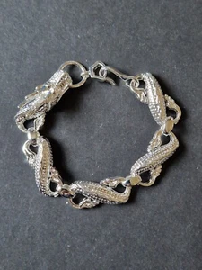 925 STERLING SILVER FILLED 12MM WIDE DRAGON SHAPED BRACELET & FREE GIFTBOX - Picture 1 of 10