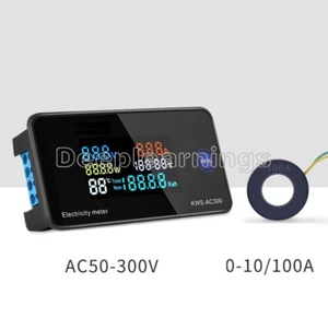 NUOVO AC 50-300V Digitale 6 in 1 LCD Display Energia Corrente Voltmetro Temp Meter - Foto 1 di 4