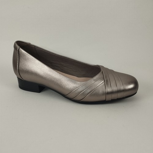 Scarpe Clarks donna 4D pelle peltro decolte eleganti ballerine occasione lavoro