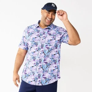 Tall Apt 9 Slim-Fit Athleisure Untucked Tech Button-Down Shirt mt med choice - Picture 1 of 4