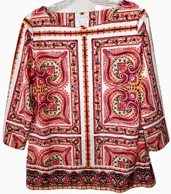 Blusa Camisa Charter Club Top M Artística Elastizada Tejida Popover Paisley Para Mujer Mediana Foto 1 de 4