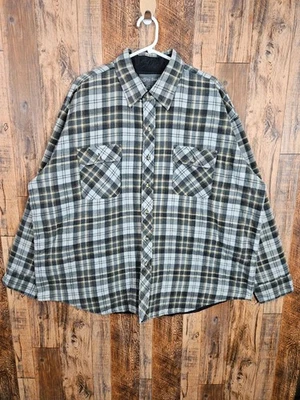 Sobrecamisa de franela acolchada Jeffrey Banks (L) - Gris y cuadros mostaza Foto 1 de 4