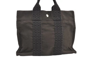Authentic HERMES Vintage Her Line PM Hand Tote Bag Nylon Gray 7804M - Picture 1 of 10