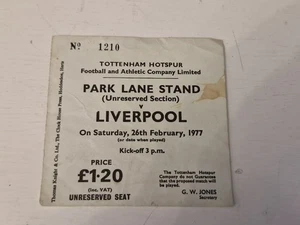 TALÓN DE BOLETO - TOTTENHAM HOTSPUR V Liverpool - febrero 1977 - Imagen 1 de 1
