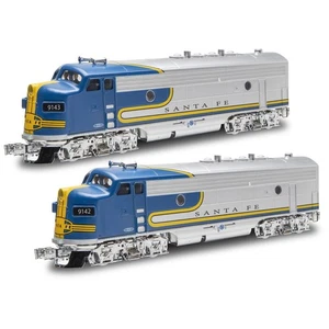 O Gauge SANTA FE BLUE BONNET F3 Locomotive AA Set + Caboose + 5 Boxcars - Picture 1 of 15