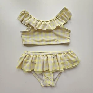 Cat & Jack Bikini Set Kleinkind Mädchen 2T Gingham kariert Rüschen Tüll gelb - Bild 1 von 3