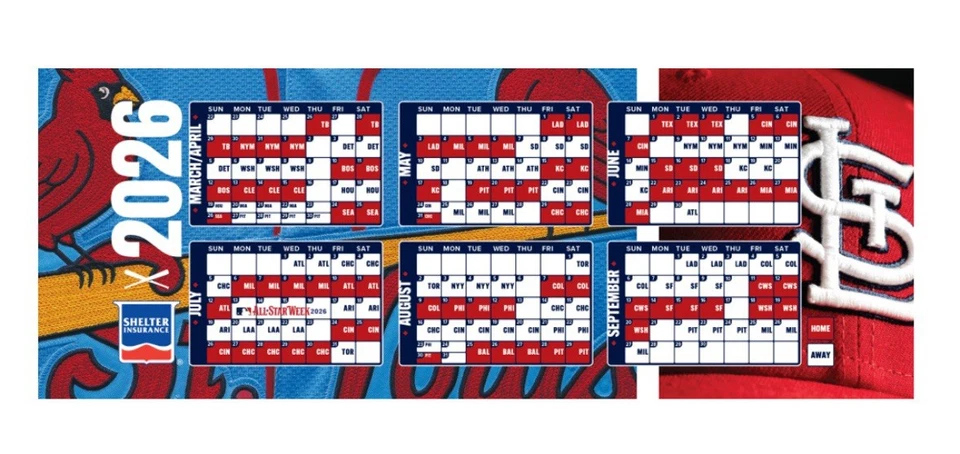 2026 ST. LOUIS CARDINALS MAGNET SCHEDULE 9/21/25 SGA NEW - Image 1 of 1