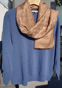 Luisa di Capri Gr. 46 XL XXL 100% Cashmere Pullover Kaschmir V Ausschnitt blau - Bild 1 von 3