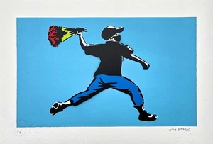 BANKSY/NOT BANKSY - Flower Thrower 2/5 - Original spray paint, certificate - Picture 1 of 5