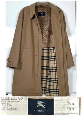 Burberry London Men’s Wool Cashmere Overcoat Nova Check Lining Sz 44 US Tan  - Image 1 of 4