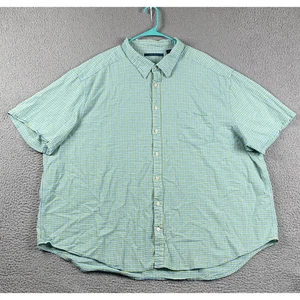 Perry Ellis Seersucker Button Up Short Sleeve Shirt Men's 4XL Plaid Causal - Picture 1 of 11