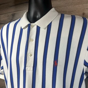 Vintage 90s Polo Ralph Lauren Polo Shirt Striped Preppy Men's Medium Slim Y2K - Picture 1 of 9
