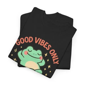 Camiseta Good Vibes Only Frog, Camisa Unisex Algodón Pesado, Ambiente Positivo [...] - Imagen 1 de 53