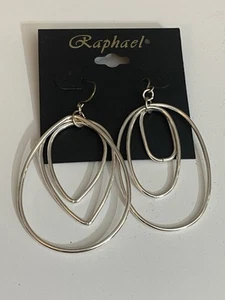Rafael Silver-Tone Triple Hoop Earrings New Without Tag - Picture 1 of 3