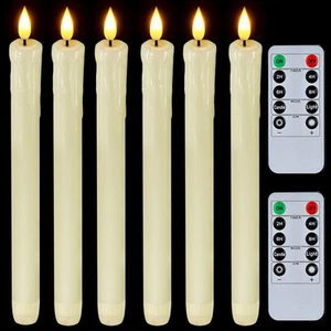 Real Wax LED Flameless Taper Candles with Remote Timer, 9.6 Inches Ivory Fake... - Picture 1 of 9
