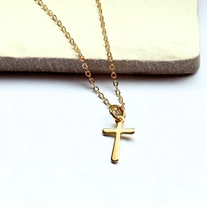 Gold Glaube Charm - Verliere nie Bedeutung, stilvolles Kreuz Halskette Geschenk Anhänger - Bild 1 von 3