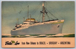 K40/ Schiffspostkarte Leinen Delta Linie Ozeandampfer Brasilien Uruguay Argentinien 160 - Bild 1 von 2
