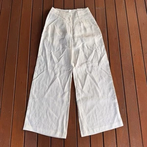 Kivari Size 8 / US 4 White Linen Pants Wide Leg Casual Beach Summer - Picture 1 of 8