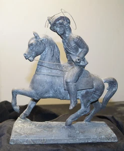 Antik um 1900 WM Gilbert Spelter BUFFALO BILL Manteluhr Topper Akzent Statue - Bild 1 von 11