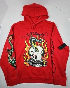 Sudadera con Capucha Ed Hardy Calavera Llama Cobra Roja Manga Trasera Estampado Gráfico SK8 2XL NUEVA CON ETIQUETAS - Imagen 1 de 10