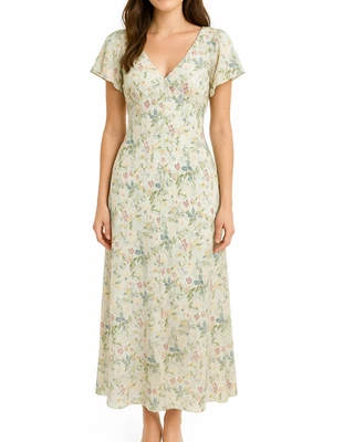 Maxi Vestido De Colección Y2K Hada Jonathan Martin Talla M Años 90 Cintura Corbata Floral Babydoll Foto 1 de 4